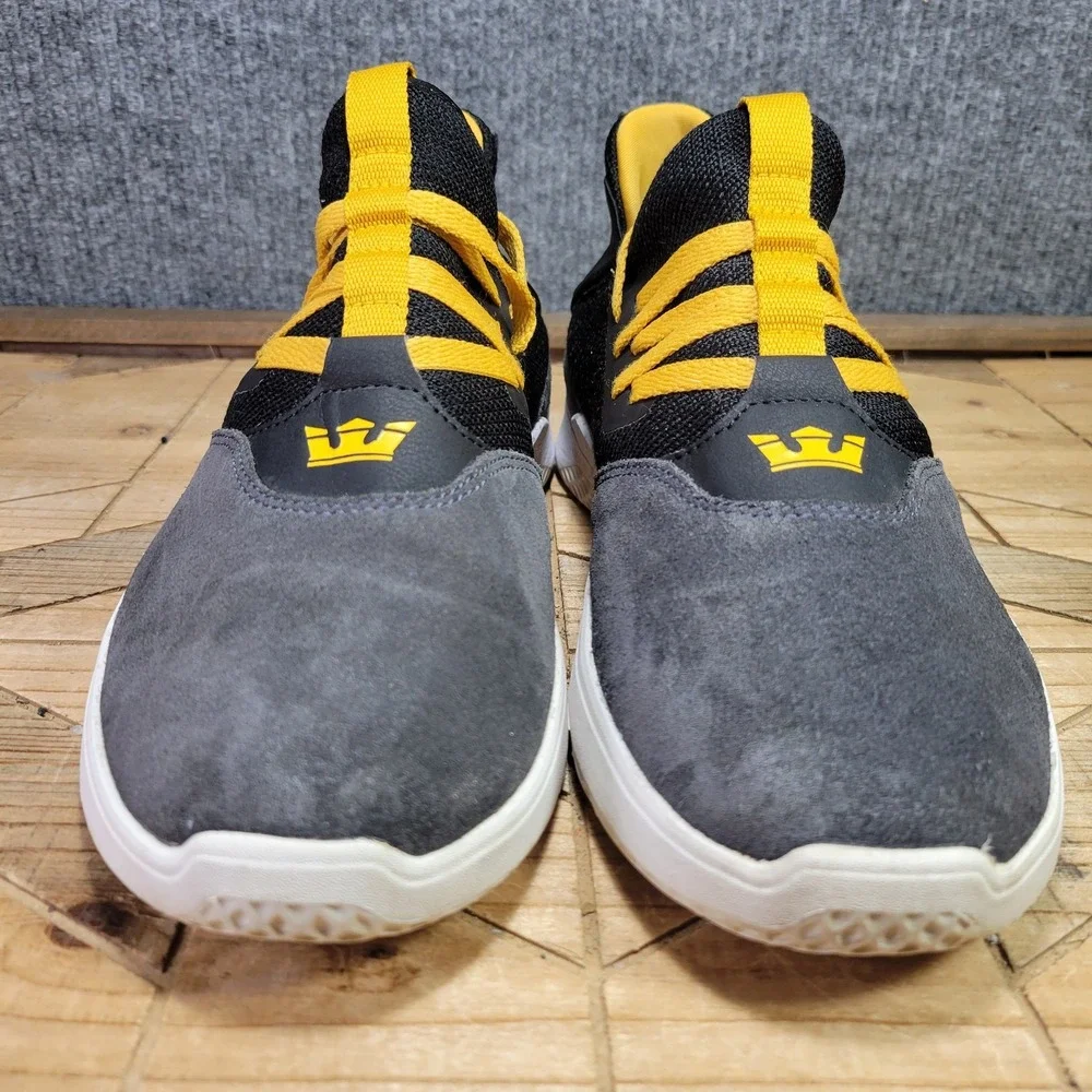 Supra‎ Titanium Men's 10 Gunmetal Gray Black Gold Athletic Suede Modern Sneakers - Picture 4 of 13